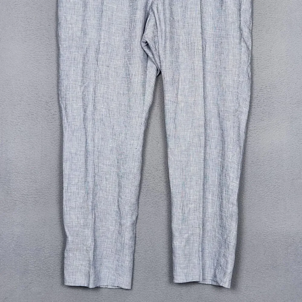 Ballin Pants Mens 40x30 Blue Linen Check Dress Flat Front Made In Canada Summer